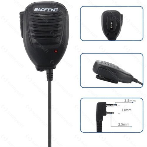 External Speaker with Mic for Baofeng Radios, Kenwood 2-pin - Black