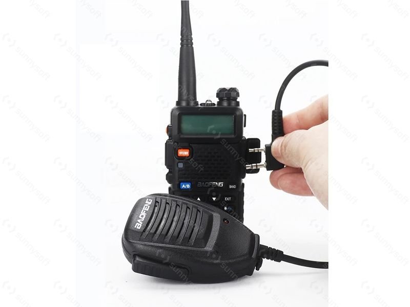 External Speaker with Mic for Baofeng Radios, Kenwood 2-pin - Black
