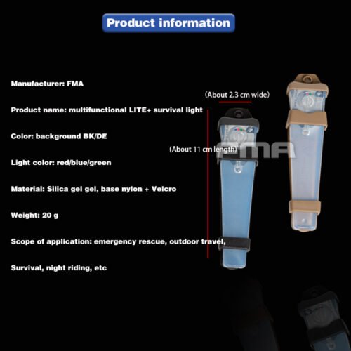 FMA V-LITE Multi-Color Tactical Position Safety Marker, Black Case - Multicolor