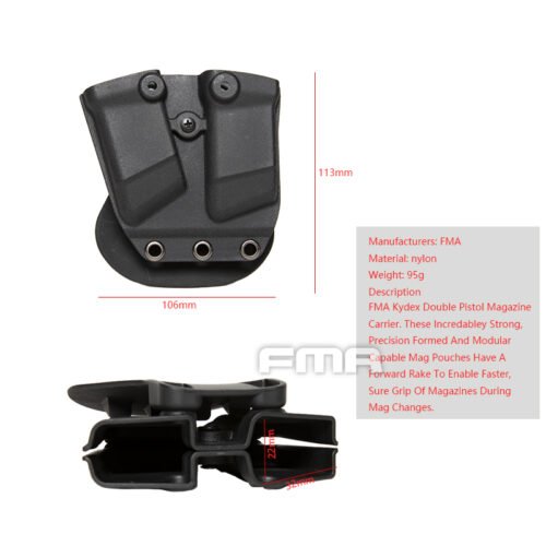 FMA Kydex Double Magazine Carrier / Pouch - Black
