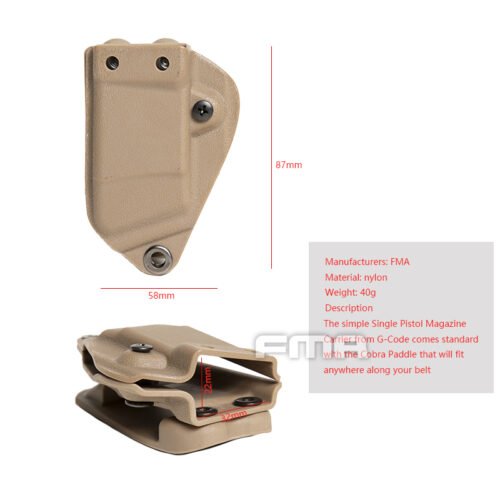 42721 FMA Kydex Single Magazine Carrier / Pouch - Tan