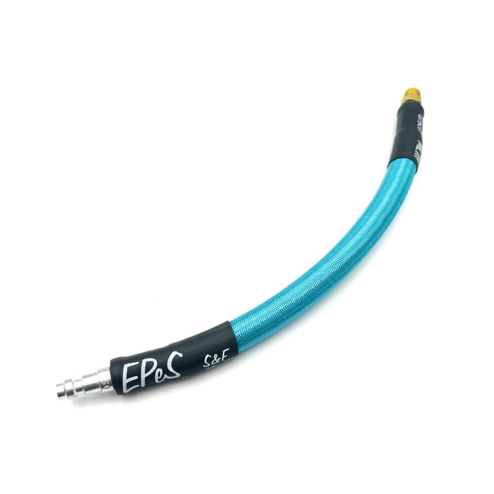 43017 EPeS IGL HPA S a F Braided Hose, 20 cm, QD Foster plus 1/8 NPT - Ocean Blue