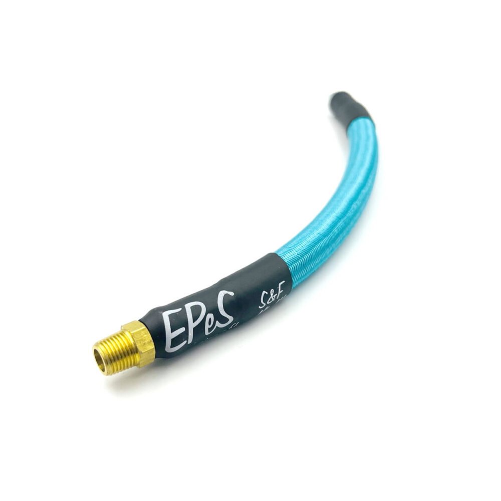 43019 EPeS IGL HPA S a F Braided Hose, 20 cm, QD Foster plus 1/8 NPT - Ocean Blue