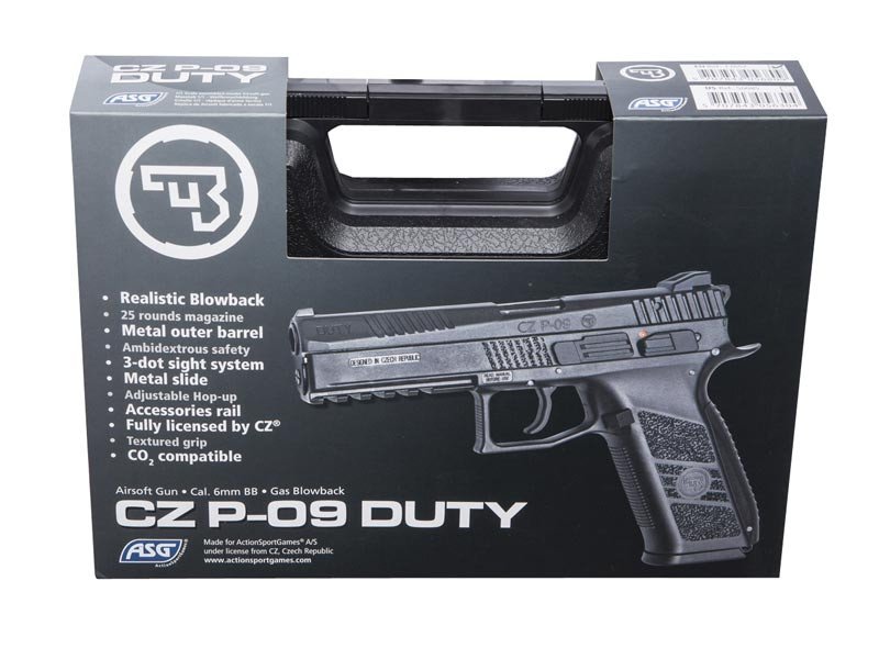 ASG CZ P-09 GBB Pistol with Metal Slide, Hard Case - Black