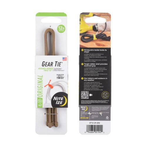 43934 GEAR TIE(R) REUSABLE RUBBER TWIST TIE(TM) (2pcs), Coyote - length 12"