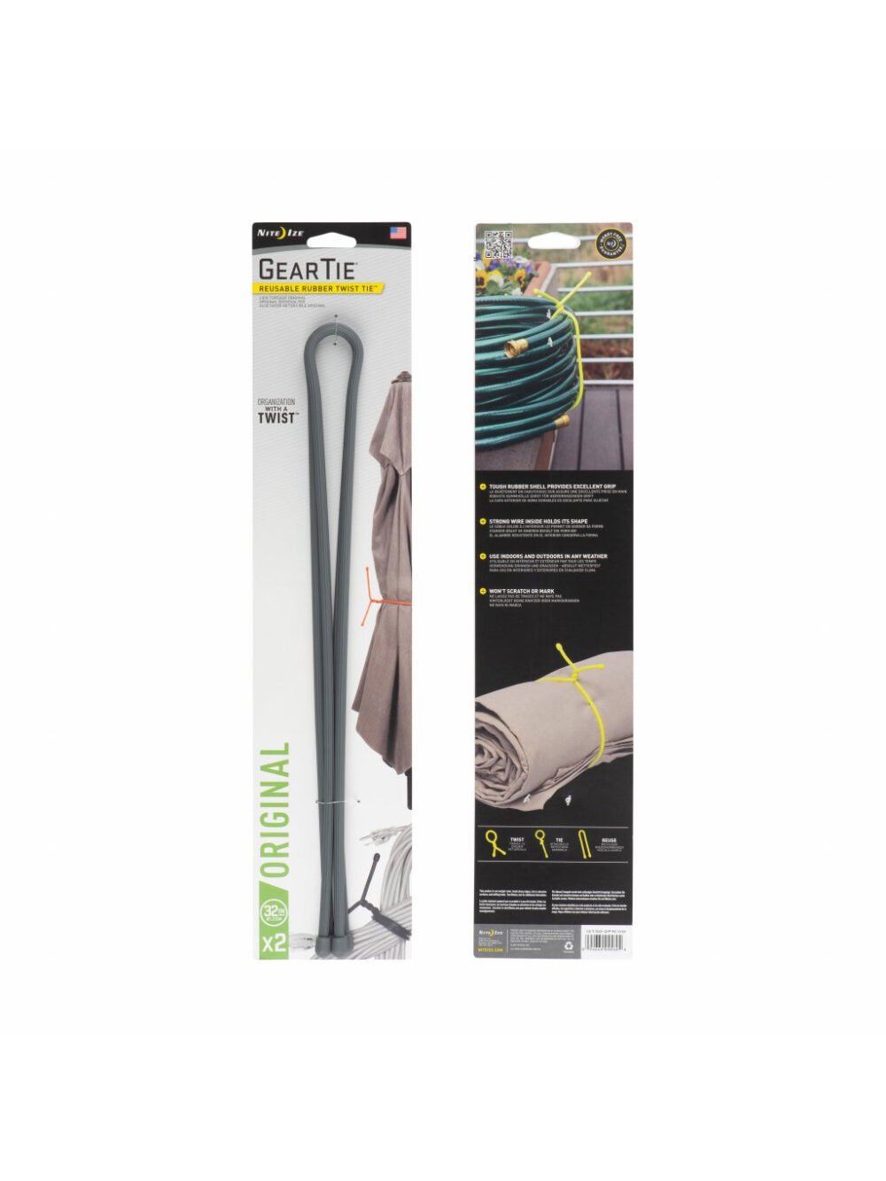 GEAR TIE(R) TWIST TIE, CHARCOAL - length 32"