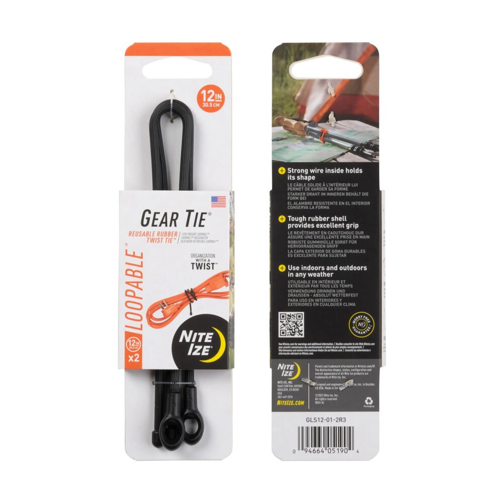 43986 GEAR TIE(R) LOOPABLE(TM) TWIST TIE, black - length 12"