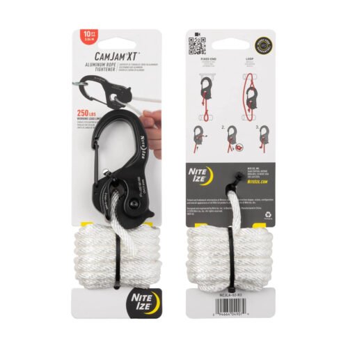 44376 CamJam(R) XT(TM) Aluminum Rope Tightener plus 10ft Rope, black - large