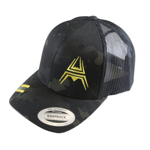 Retro Trucker Cap ANAREUS Spider logo yellow - Multicam BLACK(R)