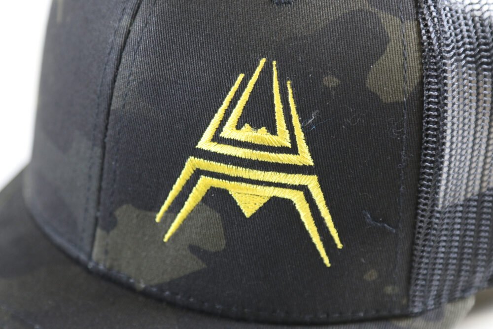 Retro Trucker Cap ANAREUS Spider logo yellow - Multicam BLACK(R)