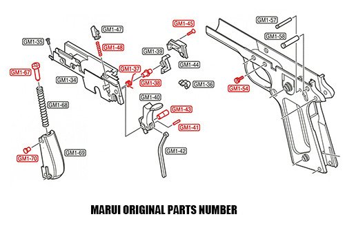 Chassis Internal Parts For MARUI M1911A1/MEU/M45A1/S70/Detonics