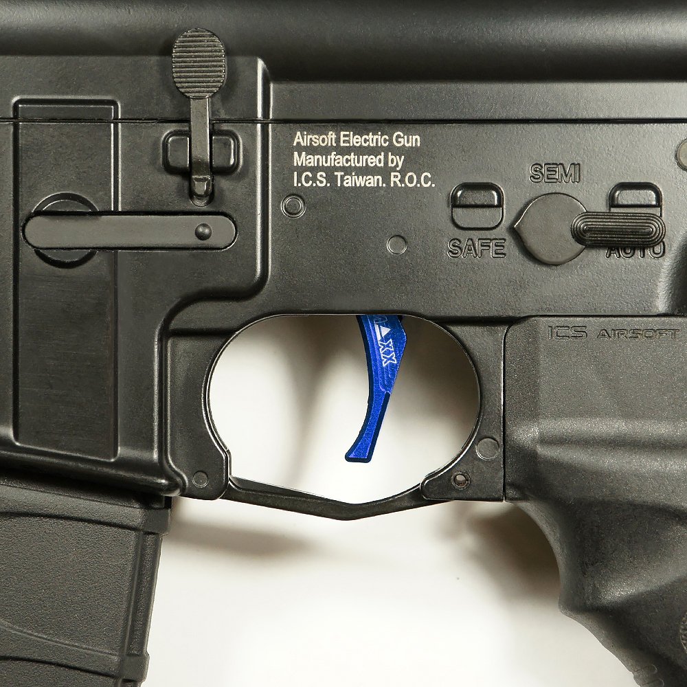 CNC Aluminum Advanced Trigger (Style D) (Blue) for M16 AEG Series