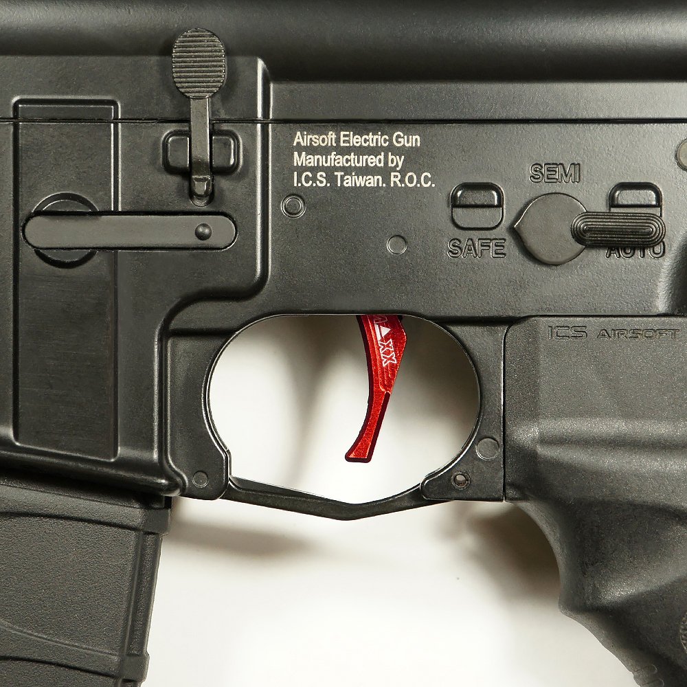 45122 CNC Aluminum Advanced Trigger (Style D) (Red) for M16 AEG Series