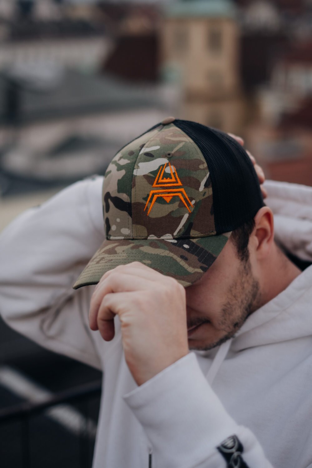 Retro Trucker Cap ANAREUS Spider logo orange - Multicam(R)