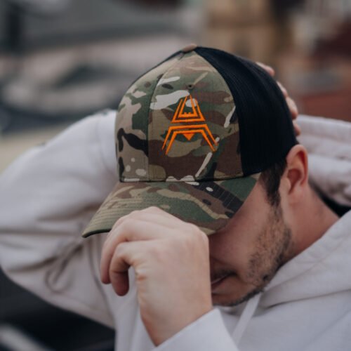 Retro Trucker Cap ANAREUS Spider logo orange - Multicam(R)