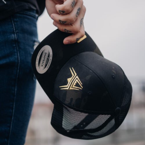 Retro Trucker Cap ANAREUS Spider logo yellow - Multicam BLACK(R)