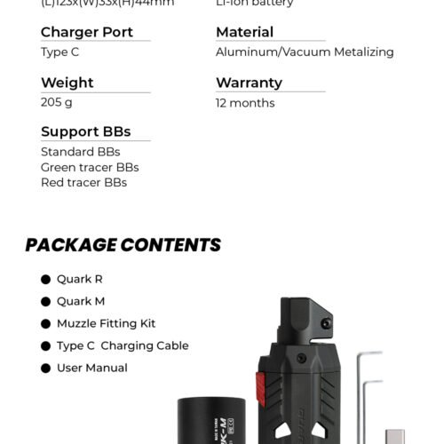 AceTech QUARK R (BIFROST) Tracer Unit with Flashlight - Black