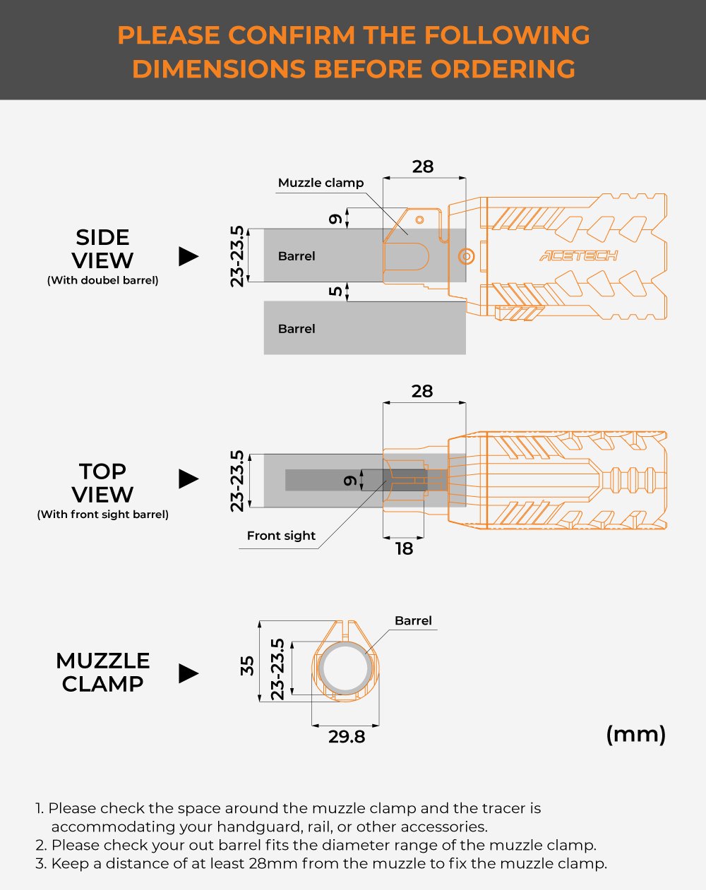 AceTech QUARK R (BIFROST) Tracer Unit with Flashlight - Black