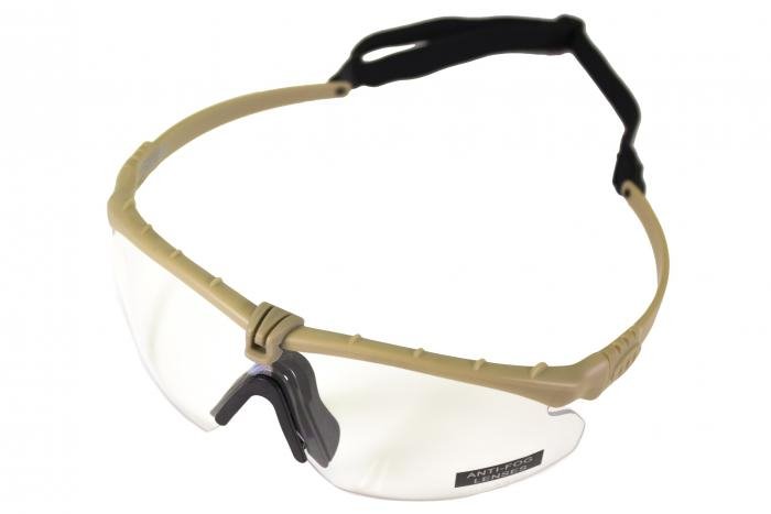 NUPROL Safety Glasses BATTLE PRO'S (with Insert), Clear Lens - Tan
