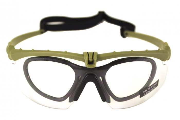 NUPROL Safety Glasses BATTLE PRO'S (with Insert), Clear Lens - Tan