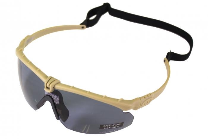 46796 NUPROL Safety Glasses BATTLE PRO'S (with Insert), Smoked Lens - Tan