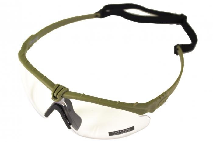NUPROL Safety Glasses BATTLE PRO'S (with Insert), Clear Lens - Green
