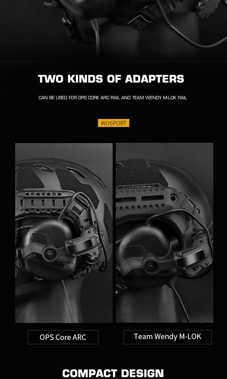 WoSport Active Headset Gen5  plus  FAST Helmet Mount - Black