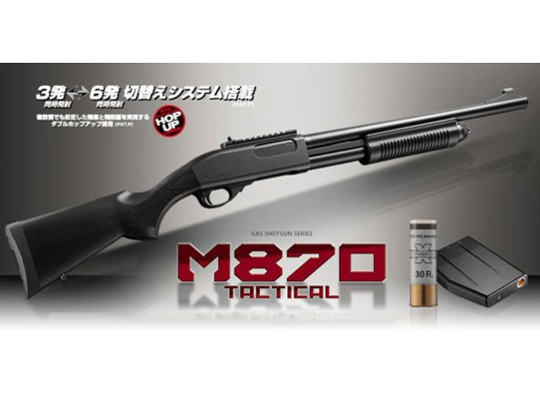 4801 TM Gas GNB Shotgun M870 Tactical, 3/6 Shots - Black