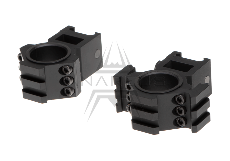 Tri-Side Rail 25.4mm / 30mm Mount Rings - Black
