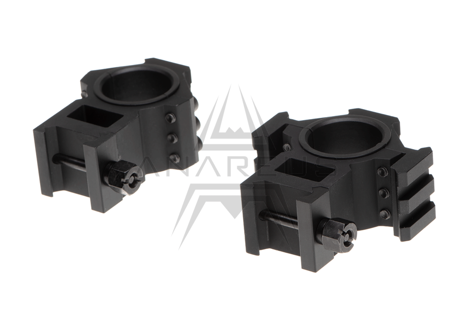 Tri-Side Rail 25.4mm / 30mm Mount Rings - Black