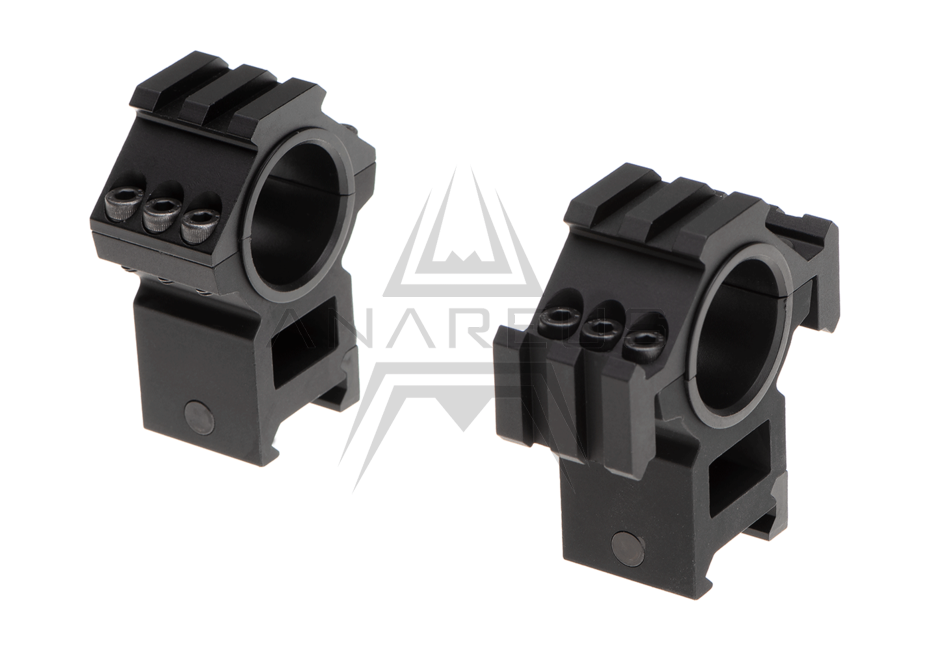 Tri-Side Rail 25.4mm / 30mm Mount Rings - Black