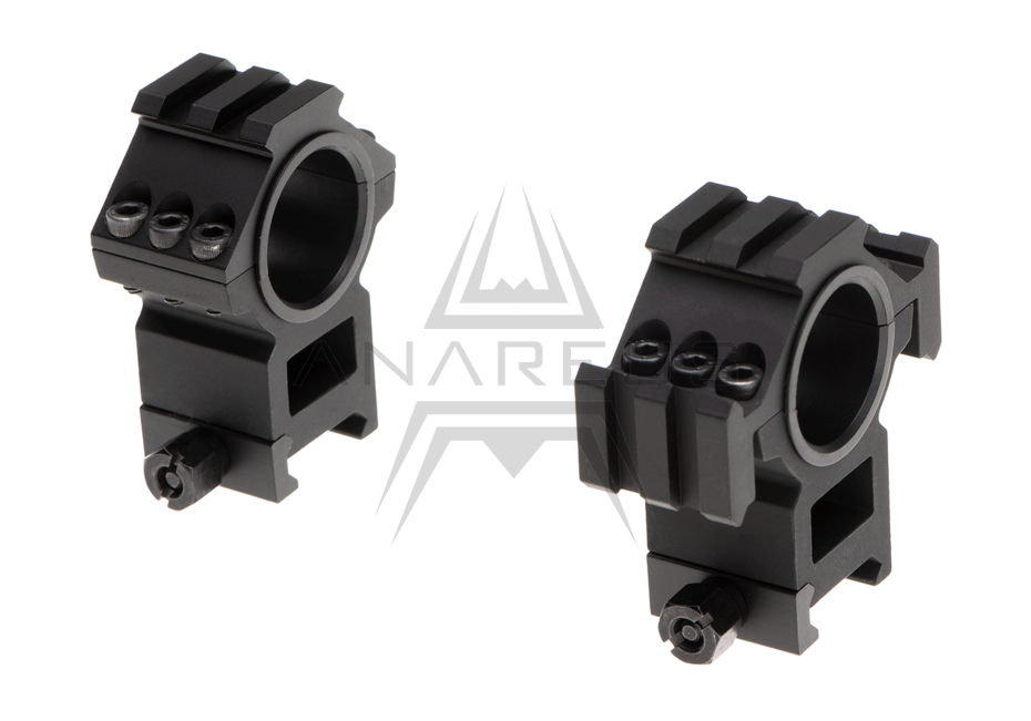 Tri-Side Rail 25.4mm / 30mm Mount Rings - Black