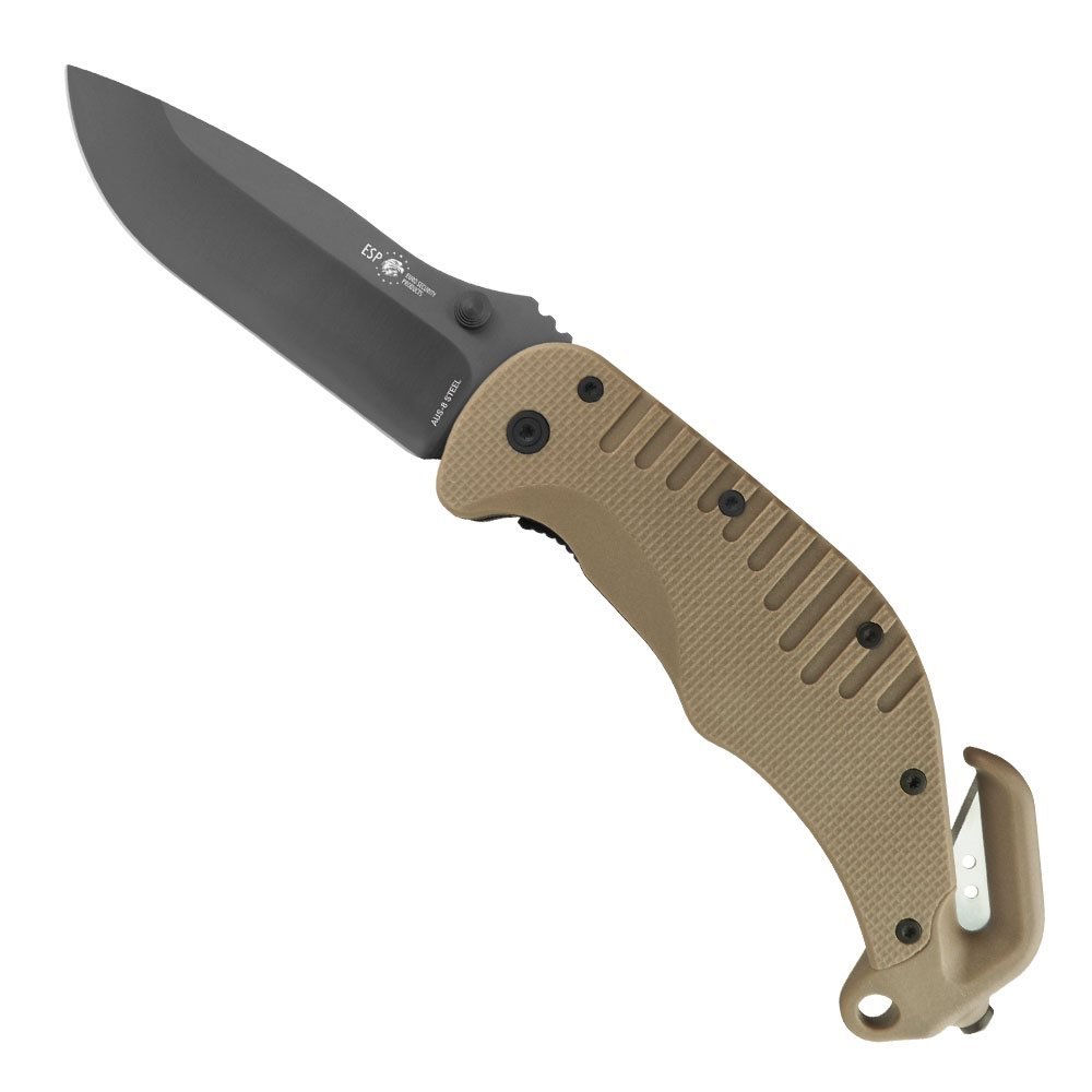 ESP Multi-purpose Folding Knife RESCUE, Smooth Blade - Tan