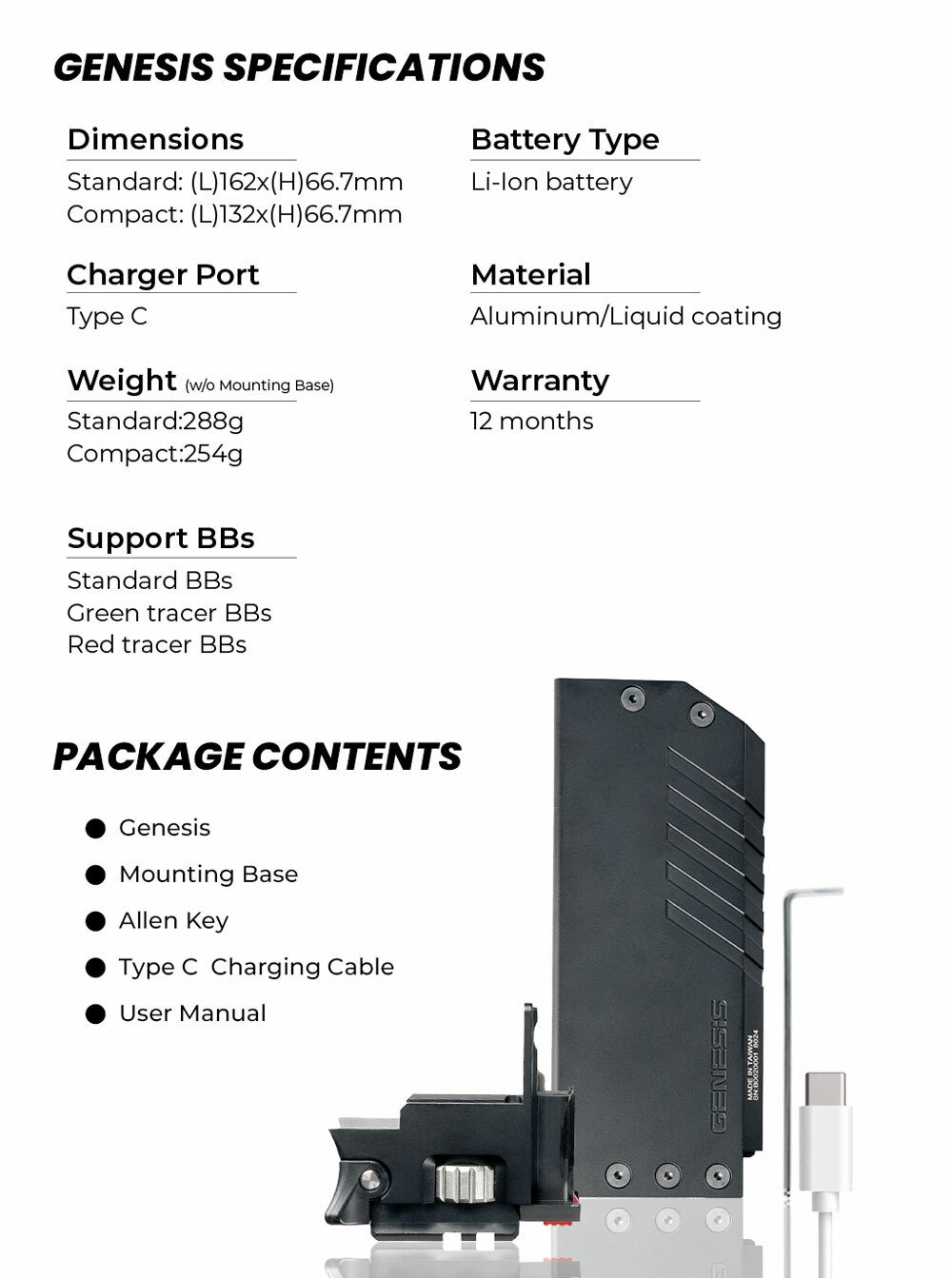 AceTech GENESIS BIFROST Compact G-19 Tracer Unit - Black