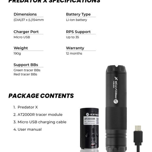 AceTech PREDATOR X (AT2000R) Tracer Suppressor - Black
