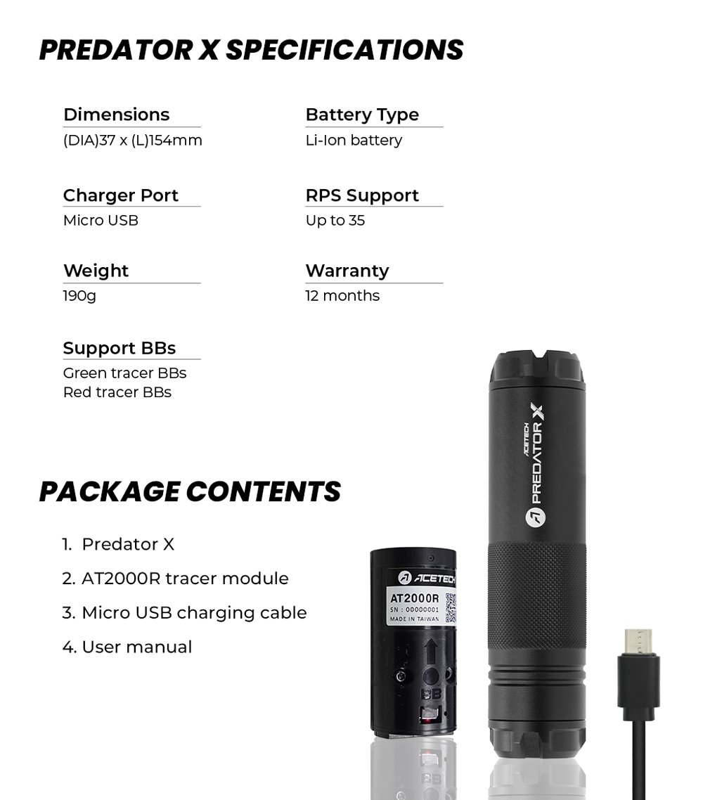 AceTech PREDATOR X (AT2000R) Tracer Suppressor - Black