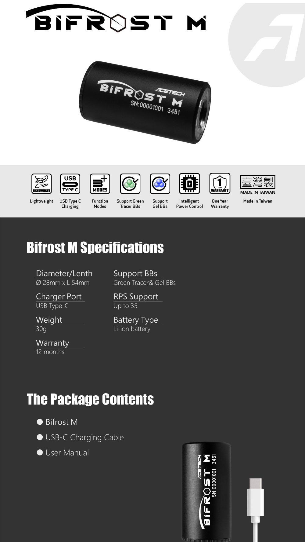 AceTech BIFROST M Tracer Module for Silencers - Black