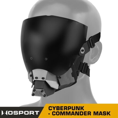 WST Cyberpunk Mask with Anti-Fog Visor - Black