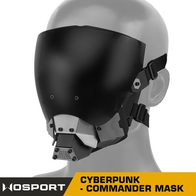 WST Cyberpunk Mask with Anti-Fog Visor - Black