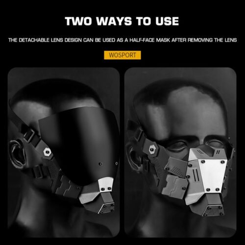 WST Cyberpunk Mask with Anti-Fog Visor - Black