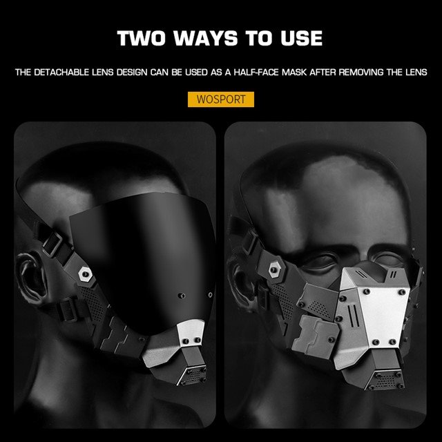 WST Cyberpunk Mask with Anti-Fog Visor - Black