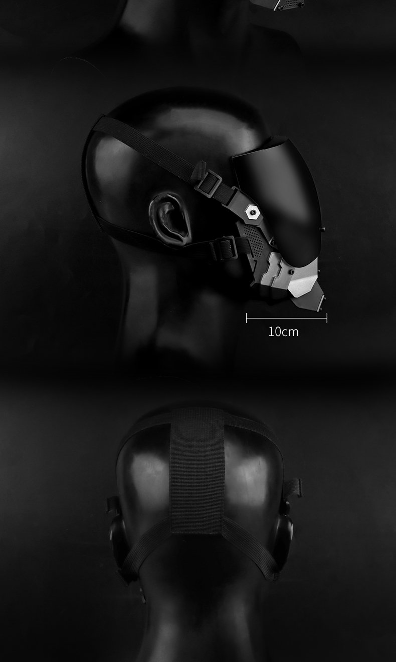 WST Cyberpunk Mask with Anti-Fog Visor - Black