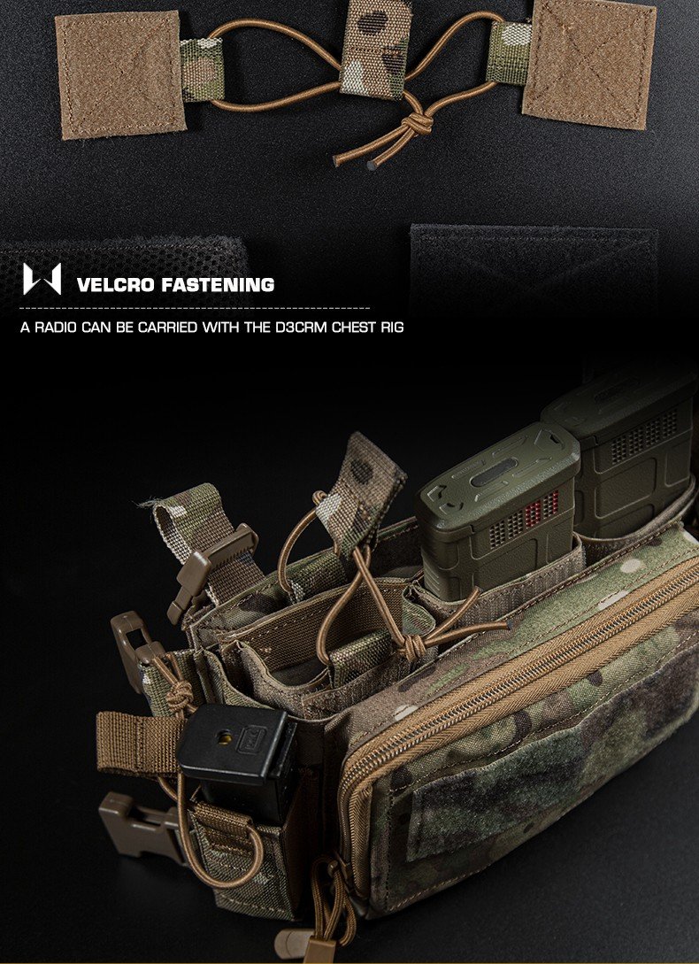 Fastener with velcro for open pouch - Grey