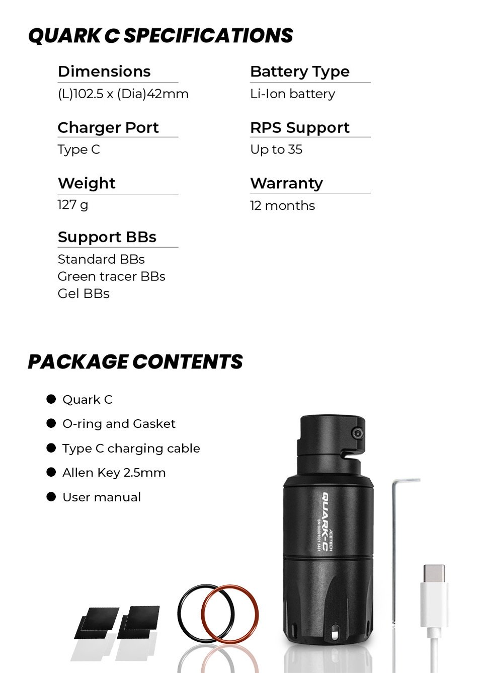 AceTech QUARK C (BLASTER) Shotgun Tracer Unit - Black