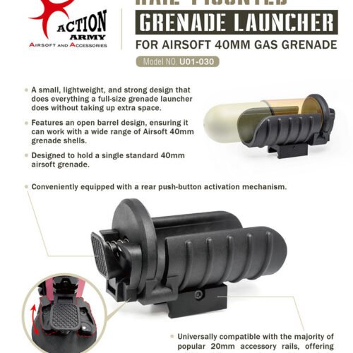 AA Mini RIS Rail Grenade Launcher for 40mm Grenade - Black