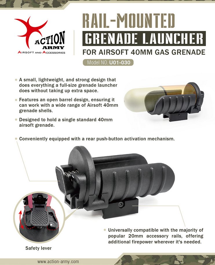 AA Mini RIS Rail Grenade Launcher for 40mm Grenade - Black