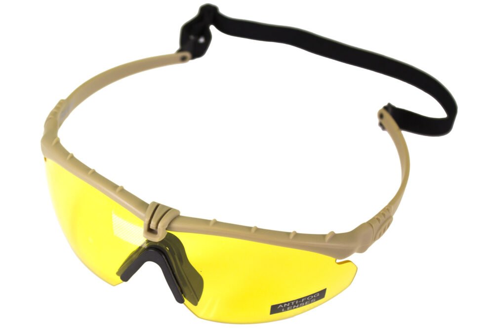 NUPROL Safety Glasses BATTLE PRO'S (with Insert), Yellow Lens - Tan