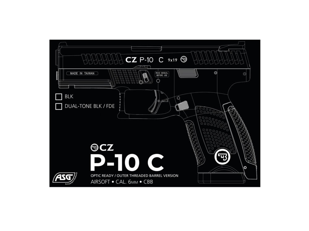 ASG CZ P-10C OR-OT CO2 Blowback, metal slide - Black/Tan