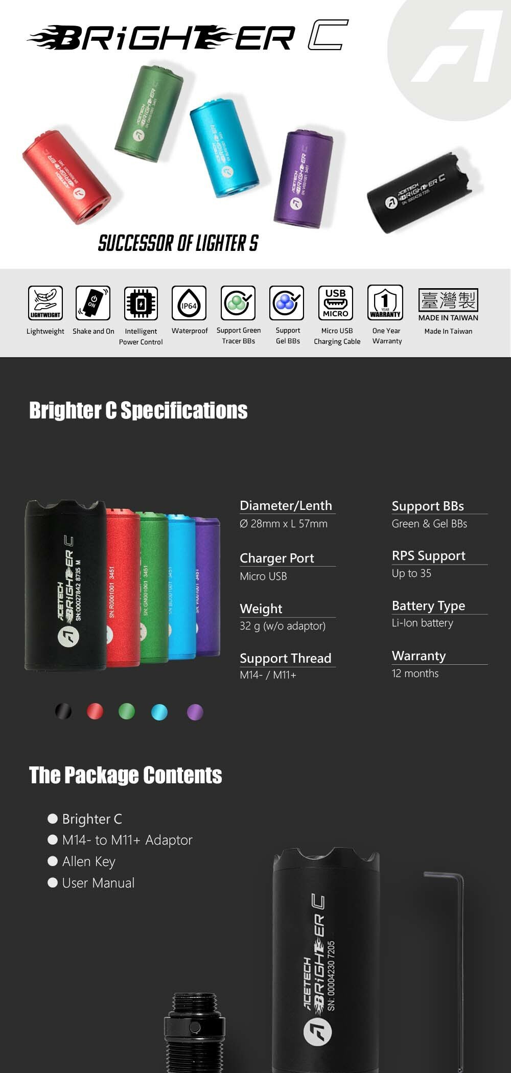 AceTech BRIGHTER C Tracer Unit - Green