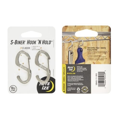 60528 S-Biner(R) Hook 'N Hold(TM) Carabiner, Small - Silver (2 pcs)